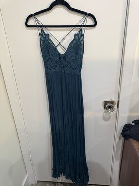 Free People Teal Lace Maxi Dress